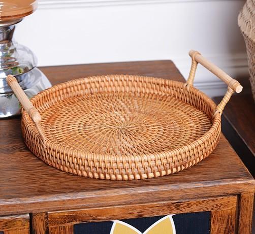 Woven Basket with Handle, Vietnam Traditional Handmade Rattan Wicker  Storage Basket – Grace Painting Crafts