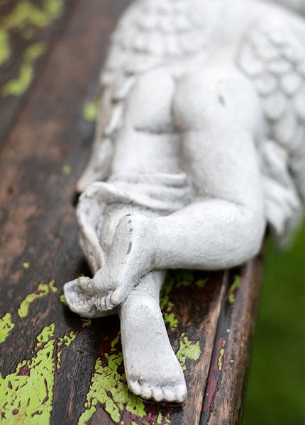 Lovely Sleeping Angel Statue for Garden, Beautiful Cute Garden Courtyard Ornaments, Unique Modern Garden Sculptures, Creative Villa Outdoor Decor Gardening Ideas-Grace Painting Crafts