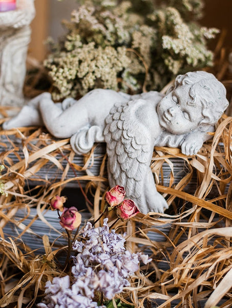 Lovely Sleeping Angel Statue for Garden, Beautiful Cute Garden Courtyard Ornaments, Unique Modern Garden Sculptures, Creative Villa Outdoor Decor Gardening Ideas-Grace Painting Crafts