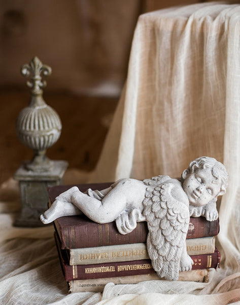 Lovely Sleeping Angel Statue for Garden, Beautiful Cute Garden Courtyard Ornaments, Unique Modern Garden Sculptures, Creative Villa Outdoor Decor Gardening Ideas-Grace Painting Crafts