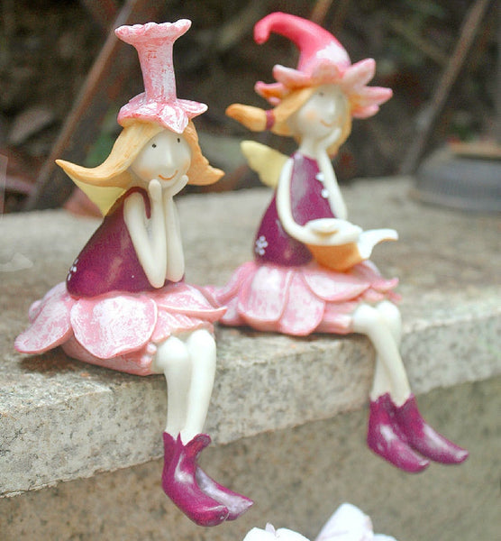 Lovely Flower Fairy Statue for Garden, Beautiful Cute Garden Courtyard Ornaments, Creative Villa Outdoor Decor Gardening Ideas, Unique Modern Garden Sculptures-Grace Painting Crafts