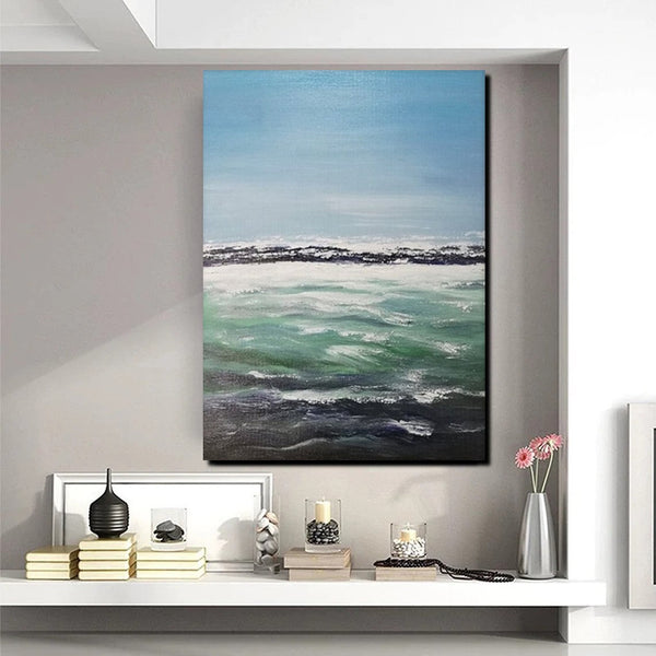 Original Landscape Paintings, Seashore Painting, Living Room Wall Art Paintings, Large Original Paintings, Hand Painted Artwork-Grace Painting Crafts