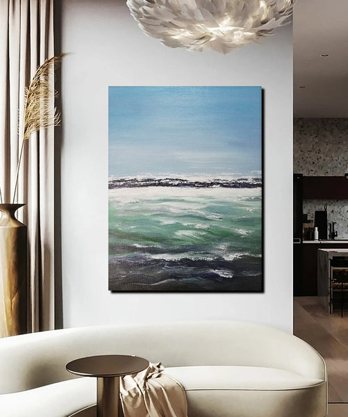 Original Landscape Paintings, Seashore Painting, Living Room Wall Art Paintings, Large Original Paintings, Hand Painted Artwork-Grace Painting Crafts