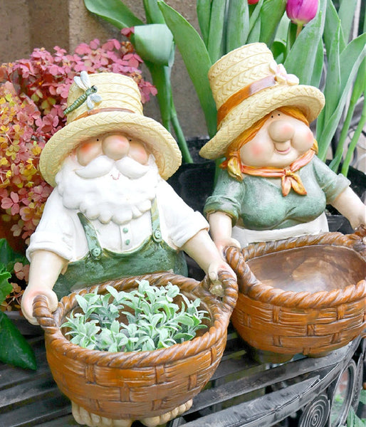 Garden Courtyard Ornament, Large Resin Garden Figure Statues, Unique Garden Flowerpots, Villa Outdoor Decor Gardening Ideas, Modern Garden Sculptures-Grace Painting Crafts