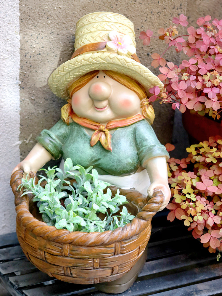 Garden Courtyard Ornament, Large Resin Garden Figure Statues, Unique Garden Flowerpots, Villa Outdoor Decor Gardening Ideas, Modern Garden Sculptures-Grace Painting Crafts