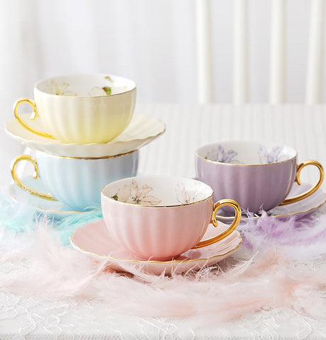 Beautiful British Tea Cups, Unique Afternoon Tea Cups and Saucers, Elegant Ceramic Coffee Cups, Royal Bone China Porcelain Tea Cup Set-Grace Painting Crafts