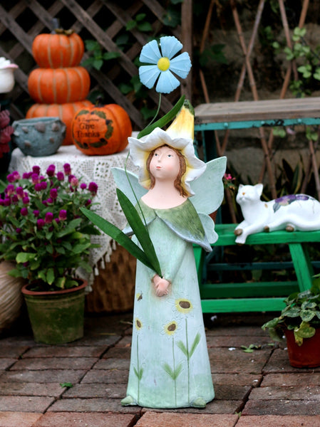 Garden Figure Sculpture Statues, Flower Fairy Statue for Garden Ornaments, Garden Decoration Ideas, Villa Courtyard Decor, Outdoor Garden Decoration-Grace Painting Crafts