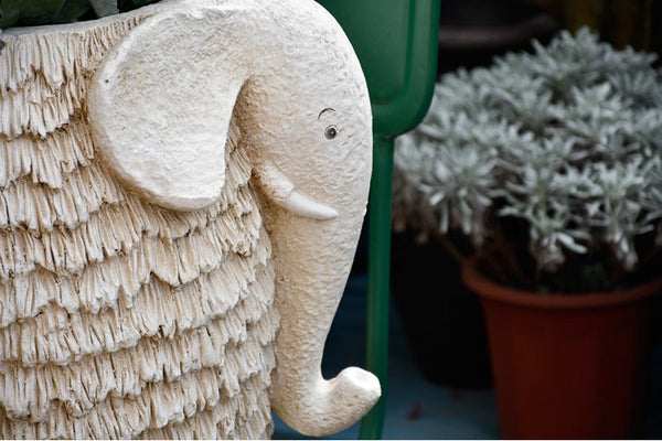 Large Elephant Flowerpot, Resin Statue for Garden, Modern Animal Statue for Garden Ornaments, Villa Outdoor Decor Gardening Ideas-Grace Painting Crafts