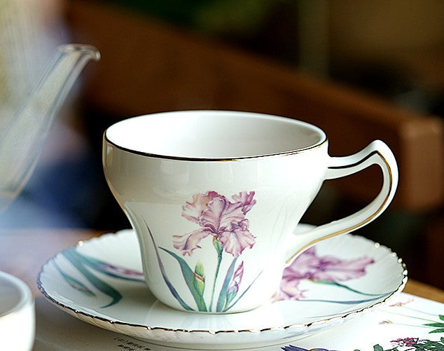 Elegant Ceramic Coffee Cups, Unique Bird Flower Tea Cups and Saucers i