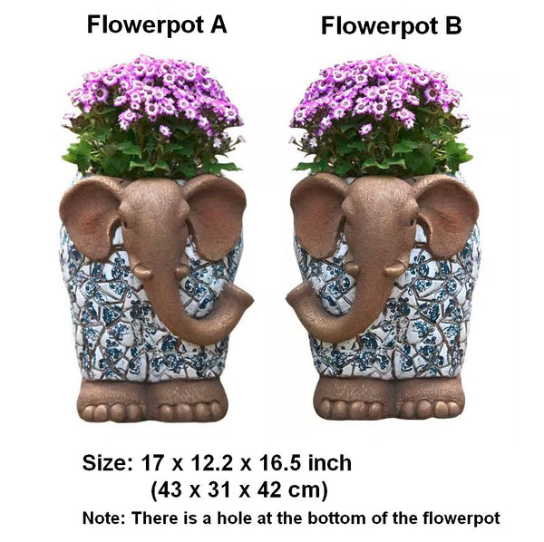 Large Garden Flower Pot, Elephant Flowerpot, Unique Garden Flowerpot, Resin Statue for Garden, Modern Animal Statue for Garden Ornaments, Villa Outdoor Decor Gardening Ideas-Grace Painting Crafts