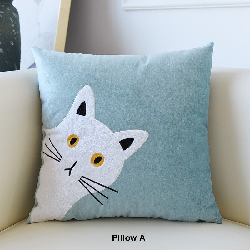 Decorative Throw Pillows, Modern Sofa Decorative Pillows, Lovely Cat Pillow Covers for Kid's Room, Cat Decorative Throw Pillows for Couch-Grace Painting Crafts