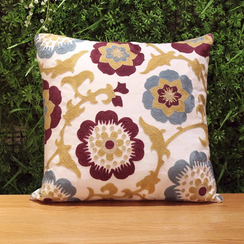 Embroider Flower Cotton Pillow Covers, Cotton Flower Decorative Pillows, Decorative Sofa Pillows, Farmhouse Decorative Throw Pillows for Couch-Grace Painting Crafts