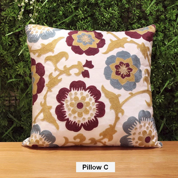 Decorative Sofa Pillows, Cotton Flower Decorative Pillows, Embroider Flower Cotton Pillow Covers, Farmhouse Decorative Throw Pillows for Couch-Grace Painting Crafts