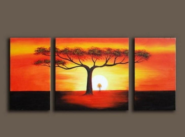 3 Piece Canvas Painting, Tree of Life Painting, Hand Painted Wall Art