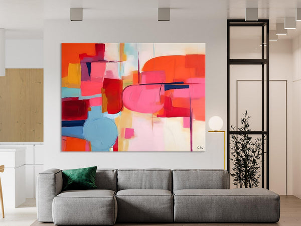 Acrylic Paintings Behind Sofa, Abstract Paintings for Bedroom, Original Hand Painted Canvas Art, Contemporary Canvas Wall Art, Buy Paintings Online-Grace Painting Crafts