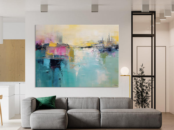 Acrylic Paintings Behind Sofa, Abstract Paintings for Bedroom, Contemporary Canvas Wall Art, Original Hand Painted Canvas Art, Buy Paintings Online-Grace Painting Crafts