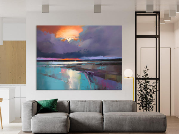 Original Landscape Oil Painting, Large Landscape Painting for Living Room, Bedroom Wall Art Ideas, Large Paintings for Dining Room-Grace Painting Crafts