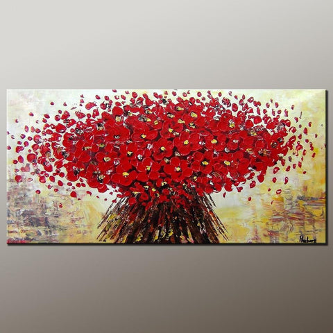 Heavy Texture Painting, Modern Art, Flower Art, Canvas Wall Art, Dining Room Wall Art, Canvas Art, Contemporary Art-Grace Painting Crafts