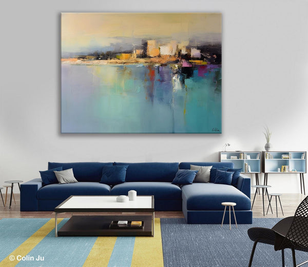 Abstract Landscape Paintings, Palette Knife Canvas Art, Extra Large Canvas Painting for Dining Room, Original Canvas Wall Art Paintings-Grace Painting Crafts