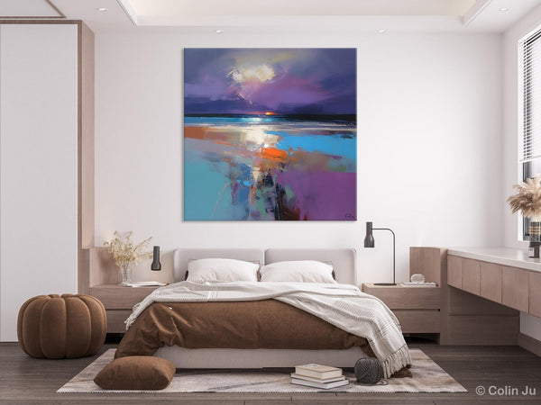 Original Abstract Art, Hand Painted Canvas Art, Landscape Canvas Art, Sunrise Landscape Acrylic Art, Large Abstract Painting for Living Room-Grace Painting Crafts