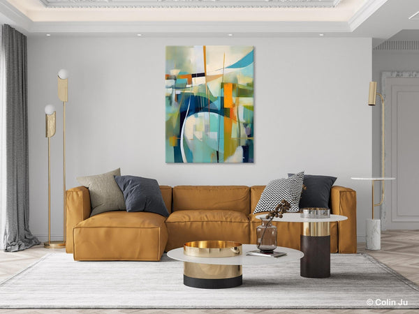 Large Geometric Abstract Painting, Acrylic Painting on Canvas, Landscape Canvas Paintings for Bedroom, Original Landscape Abstract Painting-Grace Painting Crafts