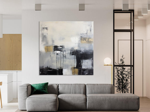 Modern Acrylic Artwork, Contemporary Canvas Artwork, Original Modern Wall Art, Black Canvas Paintings, Large Abstract Painting for Bedroom-Grace Painting Crafts