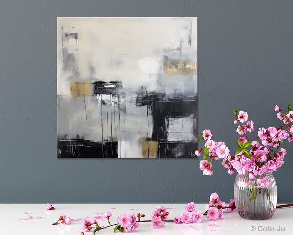 Modern Acrylic Artwork, Contemporary Canvas Artwork, Original Modern Wall Art, Black Canvas Paintings, Large Abstract Painting for Bedroom-Grace Painting Crafts