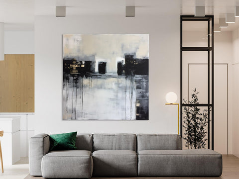 Contemporary Canvas Art, Black Acrylic Artwork, Original Abstract Wall Art, Hand Painted Canvas Art, Extra Large Abstract Painting for Sale-Grace Painting Crafts