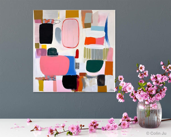 Geometric Modern Acrylic Art, Modern Original Abstract Art, Large Wall Art for Bedroom, Canvas Paintings for Sale, Contemporary Canvas Art-Grace Painting Crafts