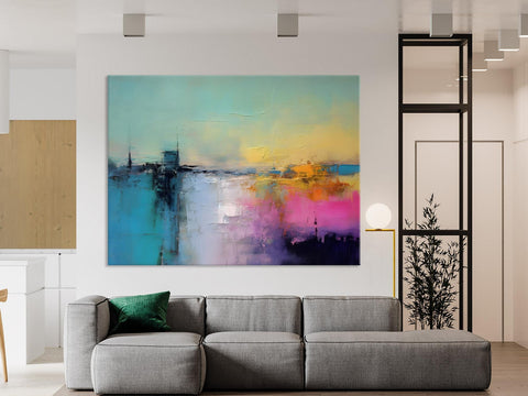 Hand Painted Original Canvas Wall Art, Abstract Landscape Paintings for Bedroom, Modern Landscape Artwork, Contemporary Acrylic Paintings-Grace Painting Crafts