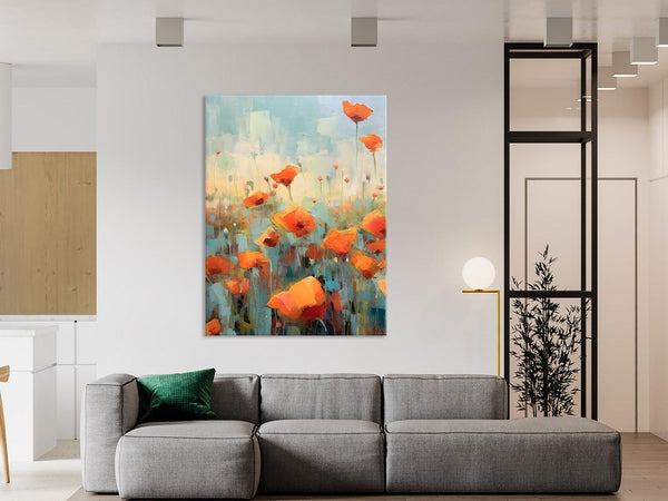 Flower Canvas Paintings, Flower Field Painting, Large Original Landscape Painting for Bedroom, Acrylic Paintings on Canvas, Hand Painted Art-Grace Painting Crafts