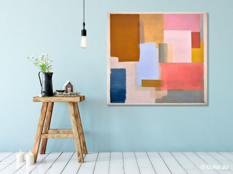 Original Abstract Art, Canvas Paintings for Sale, Large Modern Wall Art for Bedroom, Geometric Modern Acrylic Art, Contemporary Canvas Art-Grace Painting Crafts