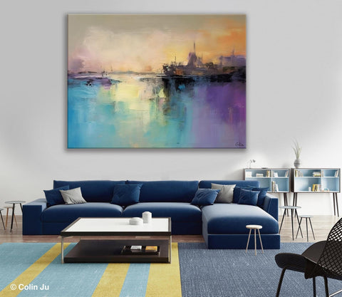 Large Paintings for Bedroom, Oversized Contemporary Wall Art Paintings, Abstract Landscape Painting on Canvas, Extra Large Original Artwork-Grace Painting Crafts