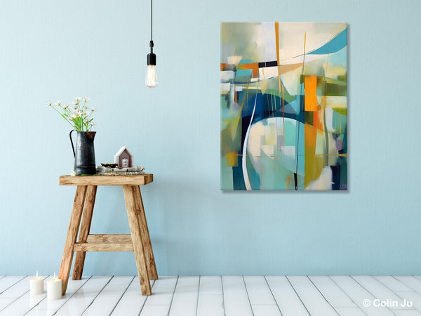 Large Geometric Abstract Painting, Acrylic Painting on Canvas, Landscape Canvas Paintings for Bedroom, Original Landscape Abstract Painting-Grace Painting Crafts