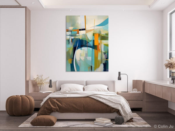 Large Geometric Abstract Painting, Acrylic Painting on Canvas, Landscape Canvas Paintings for Bedroom, Original Landscape Abstract Painting-Grace Painting Crafts