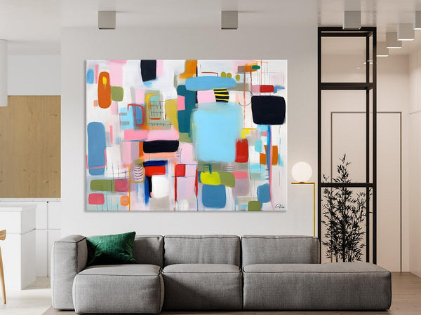 Original Abstract Art, Hand Painted Canvas Art, Modern Wall Art Ideas for Dining Room, Large Canvas Paintings, Contemporary Acrylic Painting-Grace Painting Crafts