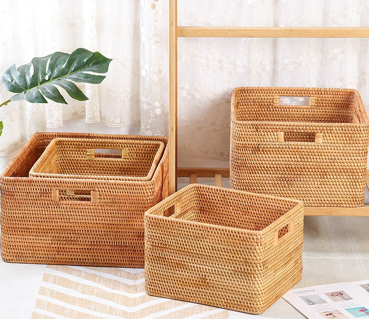 Woven Storage Baskets, Rattan Storage Baskets for Kitchen, Storage