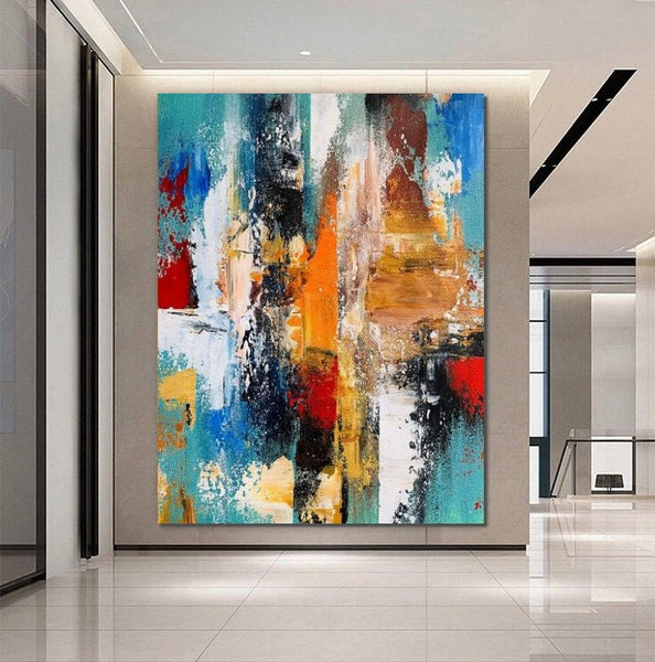 Colorful Abstract Acrylic Paintings for Living Room, Heavy Texture Canvas Art, Modern Contemporary Artwork, Buy Paintings Online-Grace Painting Crafts