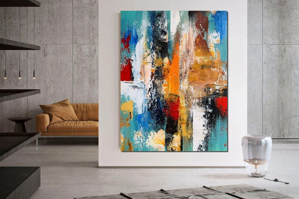 Colorful Abstract Acrylic Paintings for Living Room, Heavy Texture Canvas Art, Modern Contemporary Artwork, Buy Paintings Online-Grace Painting Crafts