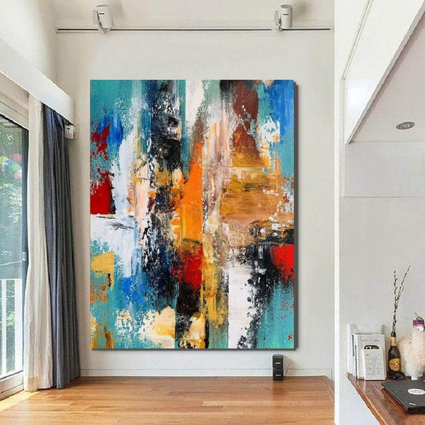 Colorful Abstract Acrylic Paintings for Living Room, Heavy Texture Canvas Art, Modern Contemporary Artwork, Buy Paintings Online-Grace Painting Crafts